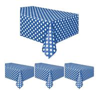 Unique Royal Blue Polka Dots Rectangular Plastic Table Cover (137cm x 274cm) 1 Piece - Ideal for Parties and Events (Pack of 4)