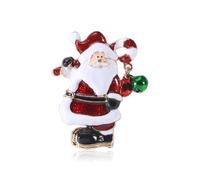 Unique Santa Claus Christmas Brooch Pin Jingle Bell Dangling Candy Cane Enamel Pins Clip Lapel Sweater Scarves Hat Dress Badges Brooches Pins Cute Xmas Festive Decoration Jewelry Gifts for Women Girls
