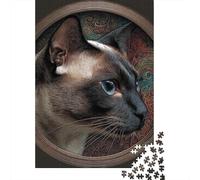 Unique Siamese Cat Artwork Jigsaw Puzzles Puzzle for Adults Kids. 1000 Piece Whimsical Challenge Toy Educational Games Home Decoration for Adults& Kids Age 14 Years Up 38x26cm/1000pcs