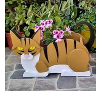 Unique Siamese Cat Plant Pot for Potted Plants, Resinboard Material Suitable for Indoor and Outdoor Use, Decorative Garden and Balcony Accessory (Orange White Cat)