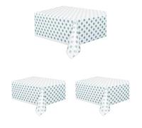 Unique Silver Polka Dots Rectangular Plastic Table Cover (137cm x 274cm) 1 Piece - Ideal for Parties and Events (Pack of 3)