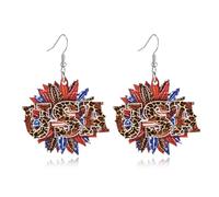 Unique Simple Handmade Wooden Sunflower Daisy Flower Dangle Drop Earrings Bohemian Colour Sunflower Earrings for Women Elegant Summer Boho Jewelry, 1, Metal, no
