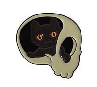 Unique Skeleton Cats Theme Metal Pin Creative Gift Mysterious Black Cats Jewelry For Gothic Culture Lovers Unisex Skull Brooch Gift