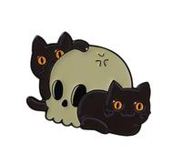 Unique Skeleton Cats Theme Metal Pin Creative Gift Mysterious Black Cats Jewelry For Gothic Culture Lovers Versatile Clothing Brooch Decors