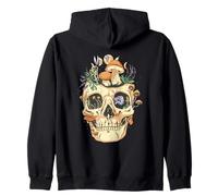 Unique Skull Art Mushroom Design for Nature Lovers Zip Hoodie