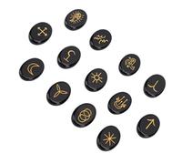 Unique Slick Finish Multifunctional Crystal Rune Stone Set, Versatile Rune Stones for Wealth and Good Fortune, Ideal for Meditation (Obsidian)
