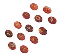 Unique Slick Finish Multifunctional Crystal Rune Stone Set, Versatile Rune Stones for Wealth and Good Fortune, Ideal for Meditation (Red Agate)
