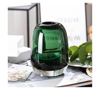Unique Small Glass Vase For Home Decor,Brown Bud Bottle for Centerpiece Shelf Tabletop Aesthetic Room Decor(Green L)