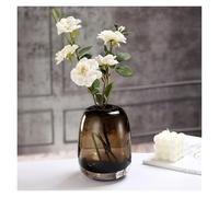 Unique Small Glass Vase For Home Decor,Brown Bud Bottle for Centerpiece Shelf Tabletop Aesthetic Room Decor(Brown L)