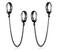Unique Small Silver Chain Handcuff Hoop Earrings Double Piercing Dangle Drop Cartilage Earrings Chic Chain Huggie Hoop Earrings for Men Women Statement Jewelry Gifts, Silver