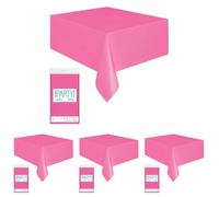 Unique Solid Hot Pink Rectangular Plastic Table Cover (137cm x 274cm) 1 Count - Elegant & Durable Tablecloth for Parties, Events, and Home Use (Pack of 4)