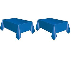 Unique Solid Royal Blue Rectangular Plastic Table Cover (137cm x 274cm) 1 Count - Elegant & Durable Tablecloth for Parties, Events, and Home Use (Pack of 2)