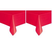Unique Solid Ruby Red Rectangular Plastic Table Cover (137cm x 274cm) 1 Count - Elegant & Durable Tablecloth for Parties, Events, and Home Use (Pack of 2)