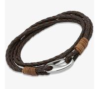 Unique Stainless Steel Brown Leather Bracelet B178LB