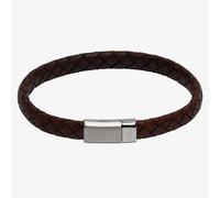 Unique Stainless Steel Matte Polished Antique Dark Brown Leather Bracelet B446ADB/21CM
