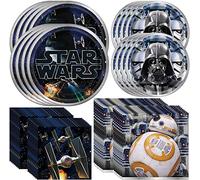 Unique Star Wars Dinnerware Party Bundle - Luncheon & Beverage Napkins, Dinner & Dessert Plates - Star Wars Party Decorations