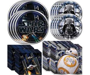 Unique Star Wars Dinnerware Party Bundle - Luncheon & Beverage Napkins, Dinner & Dessert Plates - Star Wars Party Decorations