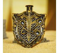 Unique Steampunk Metal Dice Spinner Set - Seven as one Compact DND Dice for Tabletop RPG Games, Vintage Roulette Wheel Design, Portable Travel Accessories (Sword&Board-Gold)