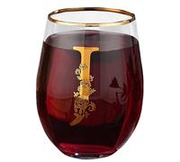 Unique Stemless Floral Monogram Wine Glass Engraved-Initial Wine Cup for Red or White 15oz Wine Glass Cup Letter J- Gifts for Women Men Birthday Christmas Gifts Wedding Bridesmaid Proposal