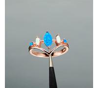 Unique Style Female White Blue Fire Opal Ring Silver Color Rose And Gold Wedding Jewelry Promise Love Engagement Rings For Women