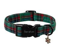 Unique style paws Christmas Dog Collar-Green Plaid Xmas Quick Release Cotton Green Snow Flowers Collar Gift Durable Cute Collar for Small Medium Large Boys Girls Dogs