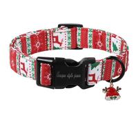 Unique style paws Christmas Dog Collar, Snow Flake, Christmas Elk and Christmas Tree Patterns, Adjustable Holiday Collar with Santa Hat Charm for Small Medium Large Dogs