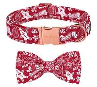 Unique style paws Christmas Dog Collar with Bow Tie Adjustable Gingerbread & Snowman Theme Pet Collar for Small Medium Large Dogs-S