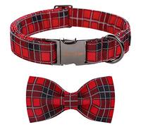 Unique style paws Christmas Dog Collar with Bow Tie Adjustable Red & Black Pet Collar for Small Medium Large Dogs-L