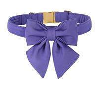 Unique style paws Cotton Dog Collar with Bowtie, Durable and Comfortable Collar in 12 Solid Colors, Bow Tie Adjustable Collar for Small Dogs Puppies and Cats with Golden Metal Buckle