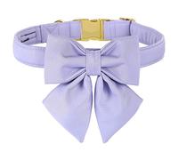 Unique style paws Cotton Dog Collar with Bowtie, Durable and Comfortable Collar in 12 Solid Colors, Bow Tie Adjustable Collar for Small Dogs Puppies and Cats with Golden Metal Buckle