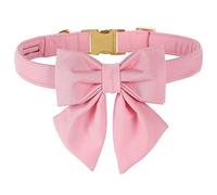 Unique style paws Cotton Dog Collar with Bowtie, Durable and Comfortable Collar in 12 Solid Colors, Bow Tie Adjustable Collar for Small Dogs Puppies and Cats with Golden Metal Buckle