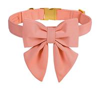 Unique style paws Cotton Dog Collar with Bowtie, Durable and Comfortable Collar in 12 Solid Colors, Bow Tie Adjustable Collar for Small Dogs Puppies and Cats with Golden Metal Buckle