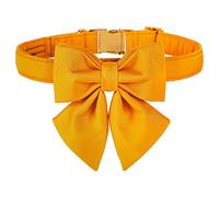 Unique style paws Cotton Dog Collar with Bowtie, Durable and Comfortable Collar in 12 Solid Colors, Bow Tie Adjustable Collar for Small Dogs Puppies and Cats with Golden Metal Buckle