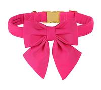 Unique style paws Cotton Dog Collar with Bowtie, Durable and Comfortable Collar in 12 Solid Colors, Bow Tie Adjustable Collar for Small Dogs Puppies and Cats with Golden Metal Buckle