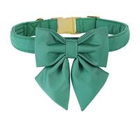 Unique style paws Cotton Dog Collar with Bowtie, Durable and Comfortable Collar in 12 Solid Colors, Bow Tie Adjustable Collar for Small Dogs Puppies and Cats with Golden Metal Buckle