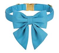 Unique style paws Cotton Dog Collar with Bowtie, Durable and Comfortable Collar in 12 Solid Colors, Bow Tie Adjustable Collar for Small Dogs Puppies and Cats with Golden Metal Buckle
