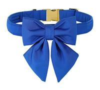 Unique style paws Cotton Dog Collar with Bowtie, Durable and Comfortable Collar in 12 Solid Colors, Bow Tie Adjustable Collar for Small Dogs Puppies and Cats with Golden Metal Buckle