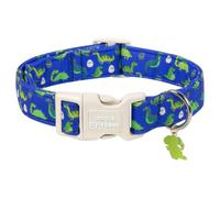 Unique style paws Dinosaur Dog Collar, Summer Spring Adjustable Cotton Dog Collar with Dinosaur Charm, Quick Release Buckle, Strong Metal D Ring, Blue Dino Dog Collar for Small Medium Large Dogs