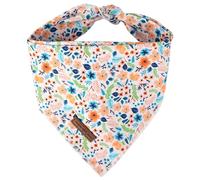 Unique style paws Dog Bandanas, Triangle Peach Flower Pet Scarf for Boy and Girl, Premium Durable Fabric, Colorful Flower Dog Kerchief for Medium and Large Dogs (Small)