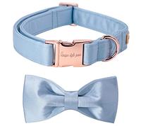 Unique style paws Dog Collar, Blue Silk Dog Collar with Bow, Soft Bow Tie, Adjustable Pet Collar Gift for Female or Male Small Dogs