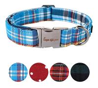 Unique style paws Dog Collar Pet Gift Adjustable Soft and Comfy Plaid Collars for Small Medium Large Dogs, Neck 8-12 inches