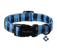 Unique style paws Dog Collar Quick Release Cotton Blue & Black Plaid Collar Gift Durable Cute Collar for Small Medium Large Boys Girls Dogs