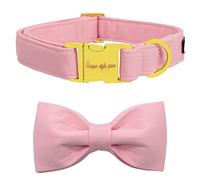 Unique style paws Dog Collar with Bowtie, Soft Cotton Collar with Reinforced Golden Metal Buckle Comfortable & Adjustable Collar for Small Medium Large Dogs & Cats