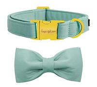 Unique style paws Dog Collar with Bowtie, Soft Cotton Collar with Reinforced Golden Metal Buckle Comfortable & Adjustable Collar for Small Medium Large Dogs & Cats