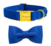 Unique style paws Dog Collar with Bowtie, Soft Cotton Collar with Reinforced Golden Metal Buckle Comfortable & Adjustable Collar for Small Medium Large Dogs & Cats