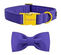 Unique style paws Dog Collar with Bowtie, Soft Cotton Collar with Reinforced Golden Metal Buckle Comfortable & Adjustable Collar for Small Medium Large Dogs & Cats