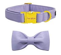 Unique style paws Dog Collar with Bowtie, Soft Cotton Collar with Reinforced Golden Metal Buckle Comfortable & Adjustable Collar for Small Medium Large Dogs & Cats