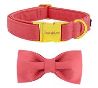 Unique style paws Dog Collar with Bowtie, Soft Cotton Collar with Reinforced Golden Metal Buckle Comfortable & Adjustable Collar for Small Medium Large Dogs & Cats