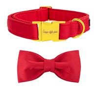 Unique style paws Dog Collar with Bowtie, Soft Cotton Collar with Reinforced Golden Metal Buckle Comfortable & Adjustable Collar for Small Medium Large Dogs & Cats