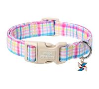 Unique style paws Dog Collar with Quick Release Cotton Blue Pink Checked Collar Gift Durable Cute Collar for Small, Medium and Large Male and Female Dogs